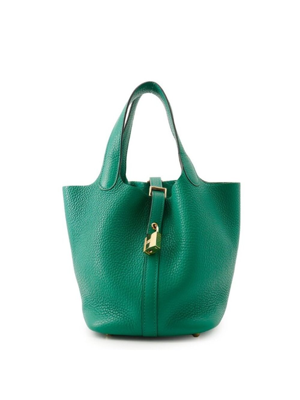 Hermes Picotin Lock PM Vert Vertigo Gold Taurillon Clemence Handbag